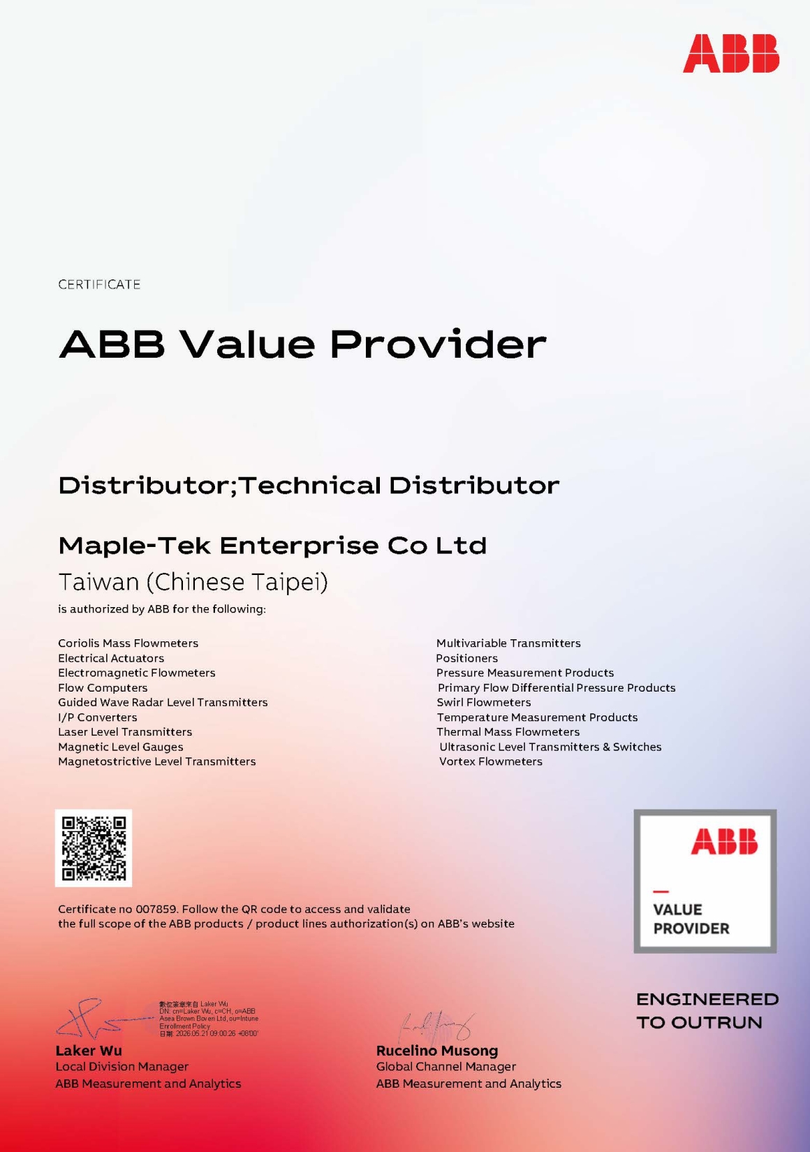 Maple-Tek_ABB AVP Authorization Certificate_2026 Maple-Tek_ABB AVP Authorization Certificate_2026